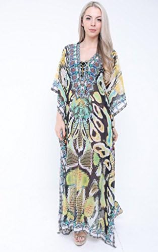 Aftershock London Annie Multicoloured Silk Embellished Snake Print Kaftan