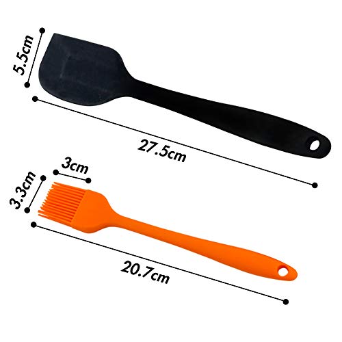 HAKACC Backpinsel Silikon, 4er Grillpinsel mit Silikon Spatel Teigschaber Öl Soße Butter Marinaden für BBQ Grill Backküche Kochen