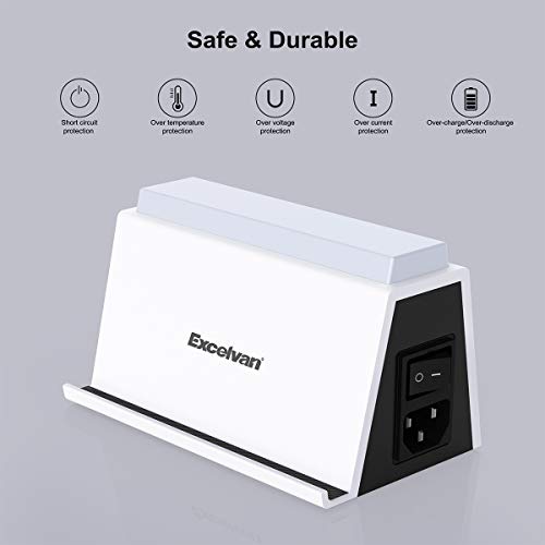 USB Charging Station with 2 AC Outlets Surge Protection and 4-Port USB Charging Docking Stand for Multiple Devices, LED Nightlight & Phone Stand, 10A Max Socket Output with 1.2m Power Cord