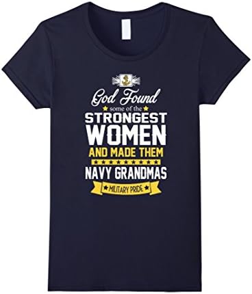 Womens Military Cool Proud US Navy Grandma God Found Gift T-shirts Large Navy