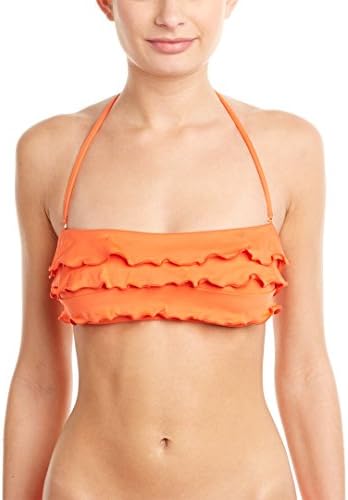 OndadeMar Womens Ruffle Bandeau Top, XS, Orange