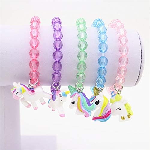 Maelovebunny Girls Colourful Unicorn Bracelets,Unicorn Girls Jewellery Bracelets Party Bag Stocking Filler Friendship Bracelet Set - Pack of 5