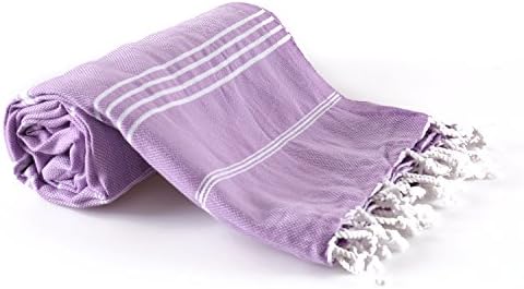 Realgrandbazaar Lucky Turkish Towels Beach Towels %100 Cotton - Pre Washed, No-Shrink, Quick Dry, Soft 39x71' Large Peshtemal, Turkish Towel, Set can be Made - Goqan by realgrandbazaar (Lilac)