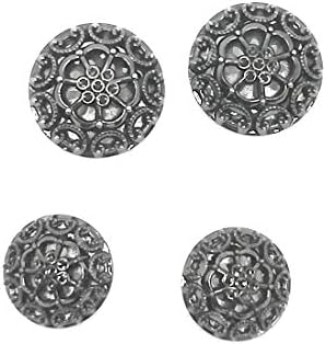 Dilkash Fashion Metal Craved Buttons in Black Metallic Color(2Big, 2Small) for Coat, Dress, Bag etc.