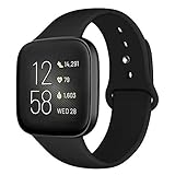 Kmasic Sport Band Compatible with Fitbit Versa/Fitbit Versa 2/Fitbit Versa Lite Edition, Soft Silicone Strap Replacement Wristband Versa Smart Fitness Watch, Small, Black
