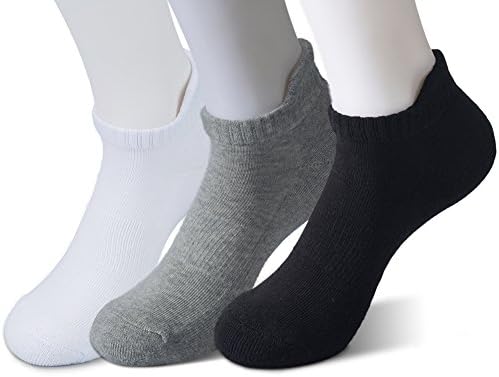 LOCCA Women’s Athletic Socks with Arch Support Outdoors Sports Nonslip Ankle Socks Comfortable Cushion Single Tab Running Socks 3-Pack (White-Grey-Black)