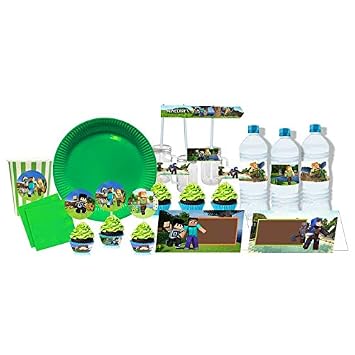 Prettyurparty Minecraft Tableware Package 1 Table Cover 10 Food