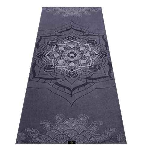 Heathyoga Yoga Towel, Exclusive Corner Pockets Design + Free Spray Bottle, 100% Microfiber Yoga Mat Towel for Hot Yoga, Pilates and Fitness