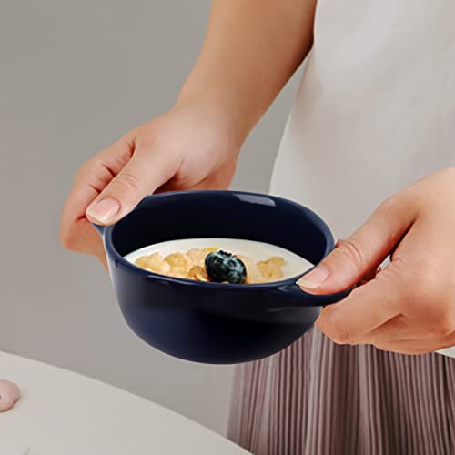 Jucoan 4 Pack Porcelain Ramekin with Lids and Handles Oven Safe, 8 oz Round Ramekins Souffle Creme Brulee Baking Dish, Pudding Custard Dish, Individual Servings Mini Casserole Dishes, 4 Colors