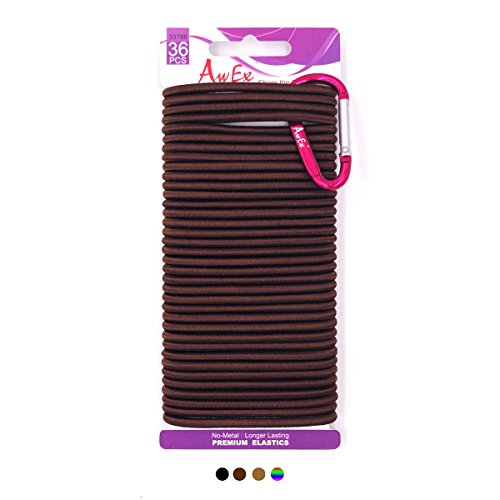 AwEx Hair Ties Brown, 4mm Thick Hair Elastics Brunette,No Damage Ponytail Holders,No Damage Hair Bands,Pack of 36 ct - Thumbnail 6
