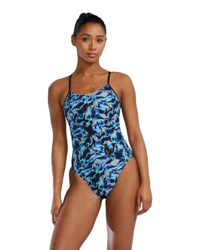 TYR Women’s Durafast Elite Cutoutfit Swimsuit, Blue/Energia, 34