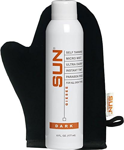 Spray Tan- Airbrush Micro Mist Spray on Tan 6 Fl Oz with Self Tanner Mitt Natural Sunless Airbrush , Body and Face for Bronzing and Golden Tan - Very Dark Sunless Bronzer Flawless Fake Tanning