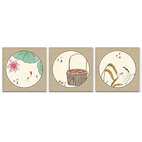 Wall26-3 Panel Canvas Wall Art- Chinese Style -Giclee Painting Wall Bedroom Living Room Home Decoration - 12"x12"x3 Panels