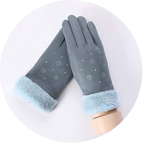 Ratoye New Winter Female Lace Warm Cashmere Three Ribs Cute Bear Mittens Double Thick Plush Wrist Women Touch Screen Driving Gloves