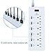 Witeem Power Surge Protector 6 AC Outlets with 6 USB Ports, 5 Feet Extension Cord-White