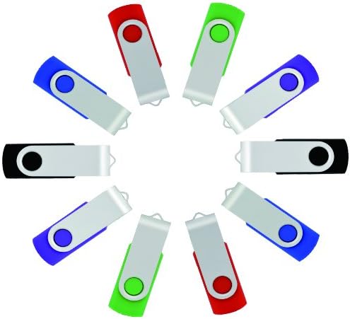 JOIOT 2GB USB 2.0 Flash Drive with 5 Lanyards (10 Pack) - Multicolor