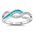 Oxford Diamond Co Lab Created Blue Opal Twisted Band Infinity .925 Sterling Silver Ring Size 10