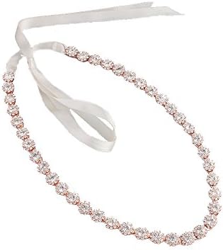 Rose Gold Plated Crystal Flower Bridal Belt for Wedding Dresses Gown Party