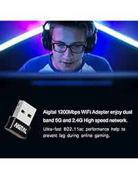 Aigital 1200Mbps USB WiFi Adapter for PC,Mini Wireless Adapter Network WiFi Dongle High Speed Dual Band 5GHz   2.4GHz WiFi Dongle for Desktop Laptop,Support Win 7 8 10,Mac OS X Mac OS 10.7-10.12