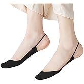 5 Pairs Sling Liner Socks, Women'S Ultra Low Cut No Show Half Liner Socks With Slingback, Non Slip Hidden Invisible Socks for Heels, Toe Topper Liner Half Socks for women,black