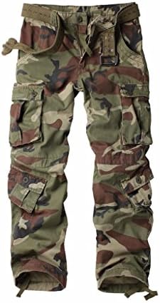 AUSZOSLT Women's Casual Loose Fit with 8 Pockets Cargo Pants Plus Size Camouflage Work Pants
