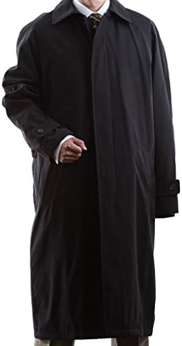 Men's Single Breasted Black Full Length All Year Round Raincoat 60L