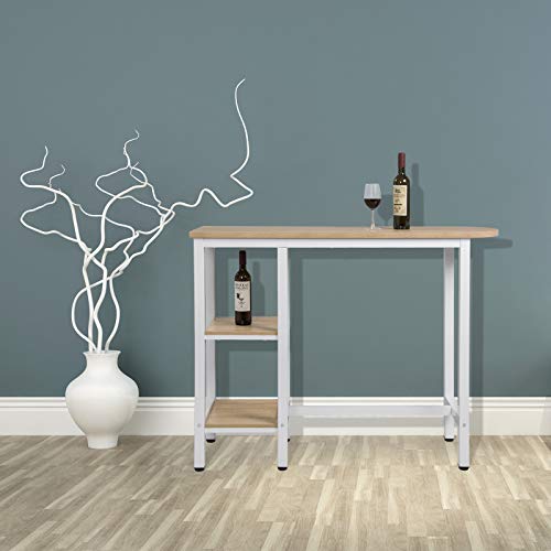 WOLTU BT31hei 1x Bartisch Bistrotisch Stehtisch Esstisch, Metallgestell, Tischplatte aus MDF, Hell Eiche, 130x40x100cm… – Bild 4