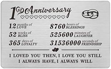 Year Anniversary Wallet Card Gifts for Boyfriend Girlfriend