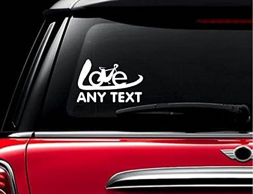 StickerLoaf Brand Bike Love ANY TEXT CUSTOM PERSONALIZED Bicycle Cyclist Decal Sticker Cycling Cycle Heart Road Trail MTB Mountain Racing Race century metric trek specialized giant fuji cannondale