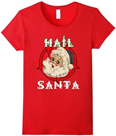 Womens Hail Santa Santa Claus Demonic Satanic Christmas shirt Medium Red