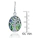 Sterling Silver Natural Turquoise/Abalone/Mother-of-Pearl/Lapis Stone Tree of Life Oval Dangle Earrings