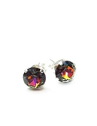 Aretes de plata 925 con pasadores, hechos con cristal de volcán Swarovski
