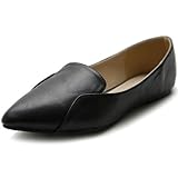 Ollio Women's Shoe Ballet Pointed Toe Faux leather Collared Flat