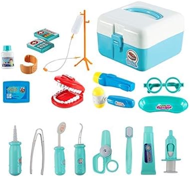 Twister Ck Childrens Doctors Kit Zahnarzt Spielzeug Kinder Rollenspiel Werkzeug Krankenschwester Spielzeug Mit 20 Stuck Tragetasche Fur Kleinkinder Jungen Blau Amazon De Spielzeug