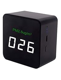 AMAZINGCATS   Mini monitor de calidad de aire portátil PM2.5 para casa, oficina, escuela, jardín, coche, aire libre, puerto de carga micro USB (AIR 06, negro)