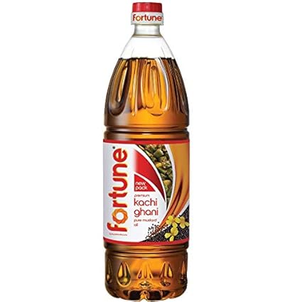 Fortune Kachi Ghani Pure Mustard Oil, 1L Pet Bottle