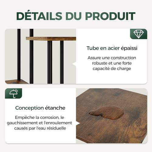 Support Plantes Intérieur À 5 Niveaux, Porte Plante Intérieur Pour Plusieurs Plantes, Étagère Plante En Métal Brun, Porte Plante Extérieur (Brun Rustique)