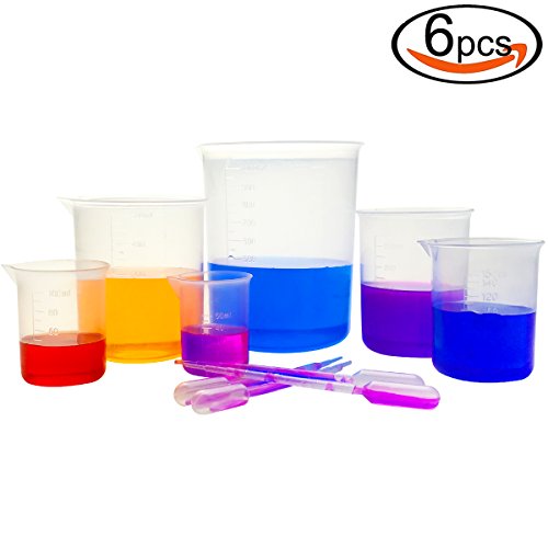 Depepe 6pcs clear plastic beakers 1000ml 500ml 250ml 150ml 100ml …