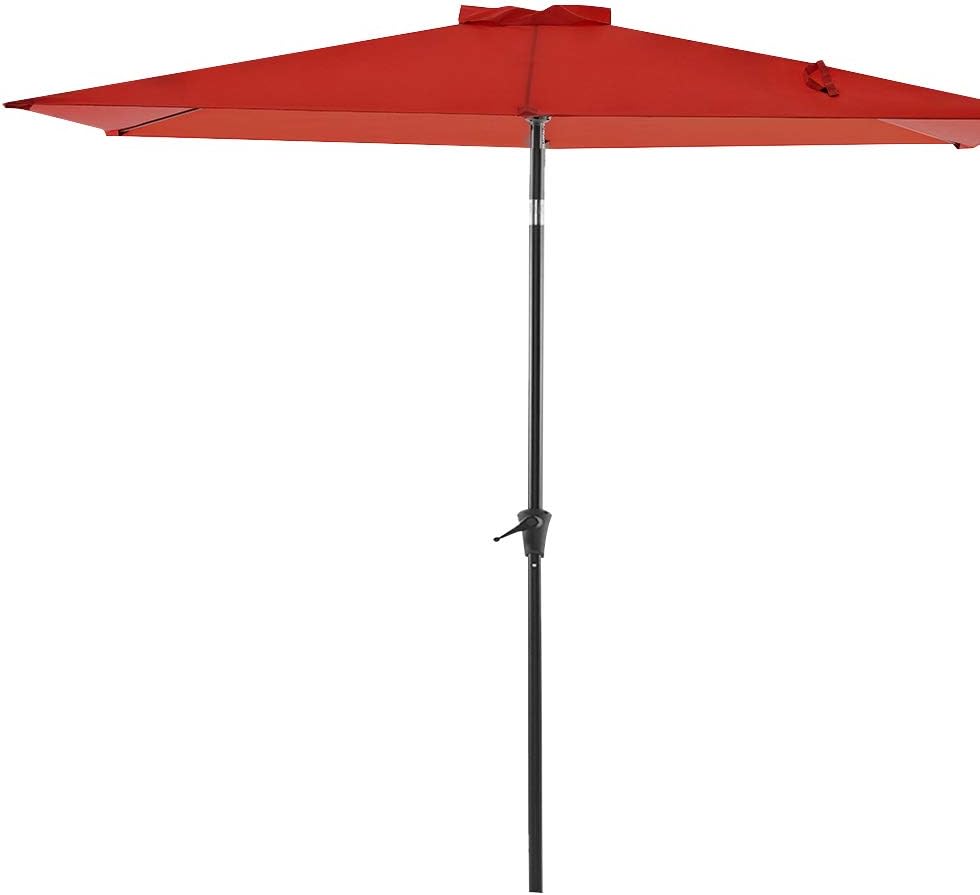 Wuff Bluu Rectangular Patio Umbrella Outdoor Market Table Umbrella With Push Button Tilt And Crank 6 6 By 9 8 Ft Red Amazon Ca Patio Lawn Garden