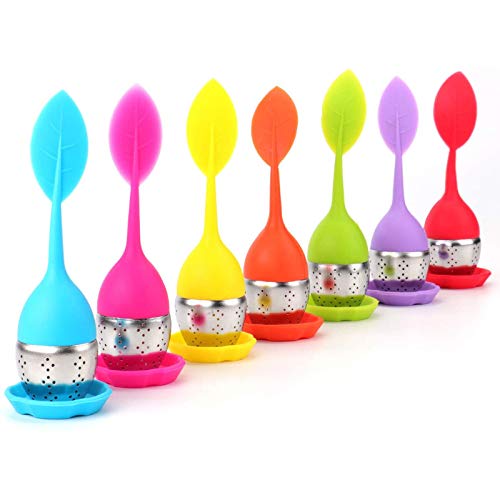 Bekith Tea Infuser - Set of 7 Silicone Handle Stainless Steel Strainer Drip Tray Included - Loose Tea Steeper - Best Tea… - Image 2