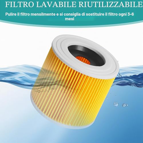 Set of 3 KäRcher Vacuum Cleaner Filters, Karcher Filter, Filter Cartridges for KäRcher Wd3 Premium WD2 MV2 MV3 WD 3P, WD 3.200, Replacement Filter for Kärcher Vacuum Cleaner 6.414-552.0/64145520