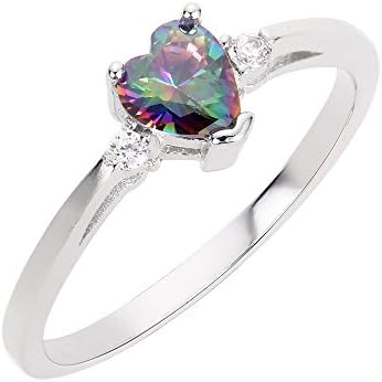 Mystic Simulated Topaz Cubic Zirconia Heart Ring Sterling Silver Size 5