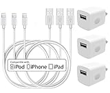 Charger, Certified 5W 1A USB Charger Portable Travel Power Wall Charger Plug Adapter with 3-Pack 3FT/1M [Heavy Duty] Lightning iPhone Charger Cord to USB Cable (White)