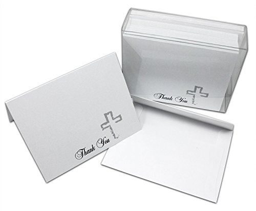 Simple White Religous Thank You Note Cards with Envelopes - Greeting Cards Blank on the Inside - 5.5"x4.25" (24 Pack)