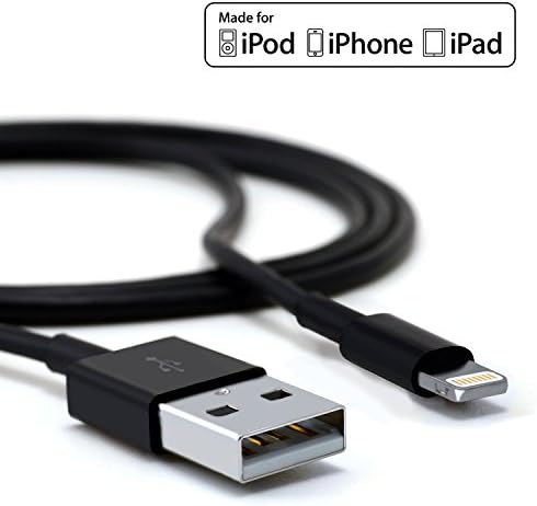 Certified by Apple - Lightning USB Cable for Apple iPhone 6 / 6 Plus,iPhone 5 / 5C / 5S, iPad Air, iPad mini, iPod Nano (7th generation) iPod touch (5th Generation) Charging and Syncing Compatible with iOS7 / iOS8- Fits All Aftermarket Cases and All USB Car Charger Black