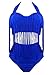 Papaya Wear Women's Retro High Waist Braided Fringe Top Bikini Swimwear Plus Size,Dark Blue ,US 3XL