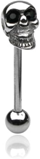 PunkJewelry Piercing Piercing de Lengua Barbell Calavera 316L Acero Quirúrgico