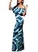 Happy Sailed Womens Floral Printed Off The Shoulder Long Maxi Dress Small Blue