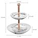 Jewelry Dish Stand Marble Resin & Rose Gold Metal- Bracelet & Necklace Jewelry Organizer Display Tree Rack w/Ring Tray (Marble1)