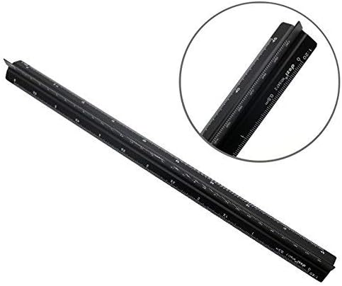 Metric Triangular Engineer Scale Ruler (Professional Grade Solid Aluminum) 30cm Metric Engineering Architectural Mechanical Drafting Ruler Black - 1:20, 1:25, 1:50 1:75, 1:100, 1:125